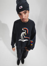 Afends Mens Naughty - Recycled Knit Crew Neck Jumper - Charcoal - Afends mens naughty   recycled knit crew neck jumper   charcoal 