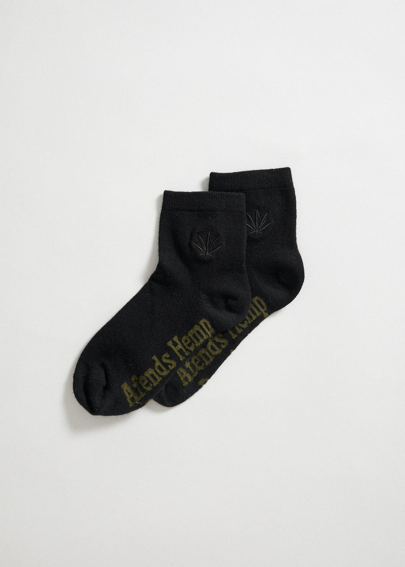 Afends Unisex Happy Hemp - Ankle Socks One Pack - Black / Black