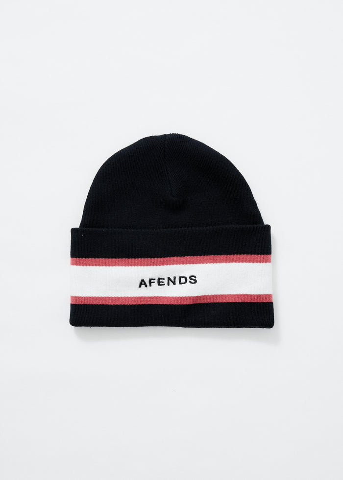 Afends Unisex Campbell  - Recycled Stripe Beanie - Black A215627-BLK-OS