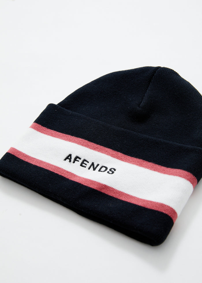 Afends Unisex Campbell  - Recycled Stripe Beanie - Black 