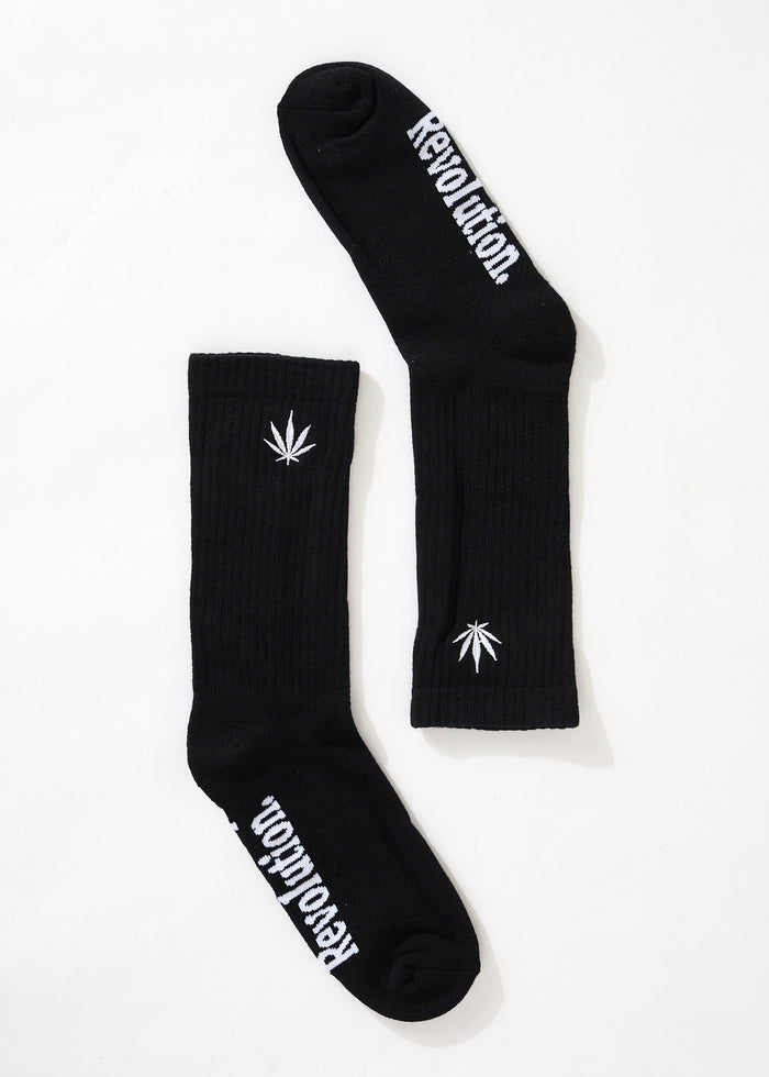 Afends Unisex Happy Hemp - Socks One Pack - Black 