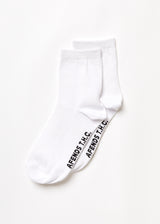 Afends Unisex All Time - Hemp Crew Socks - White - Afends unisex all time   hemp crew socks   white 