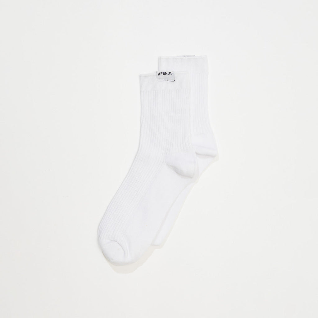 AFENDS Womens The Essential - Rib Socks - White A220675-WHT-OS