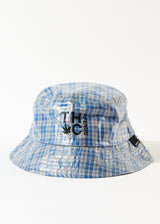 AFENDS Unisex Porcelain - Check Coated Bucket Hat - Electric Blue - Afends unisex porcelain   hemp check coated bucket hat   electric blue a221603 ebl s/m