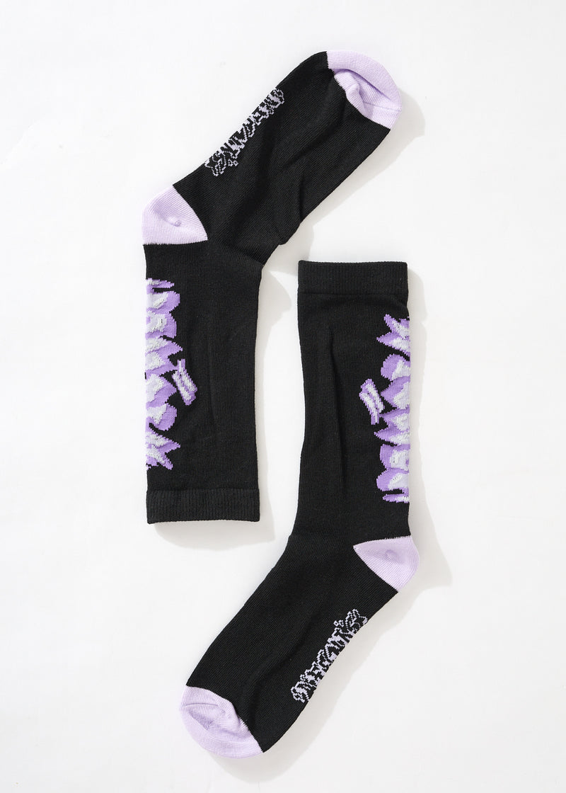 Afends Womens Tracks - Recycled Crew Socks - Charcoal