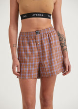 Afends Unisex Colby - Hemp Check Boxers - Plum - Afends unisex colby   hemp check boxers   plum 