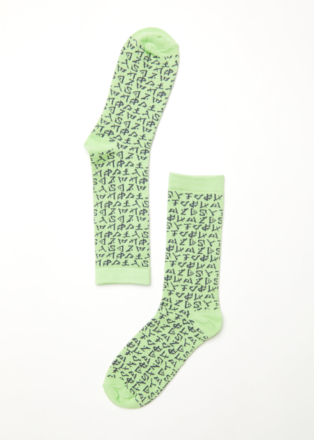 AFENDS Unisex Tagged - Unisex Crew Socks - Lime Green A223679-LMG-OS