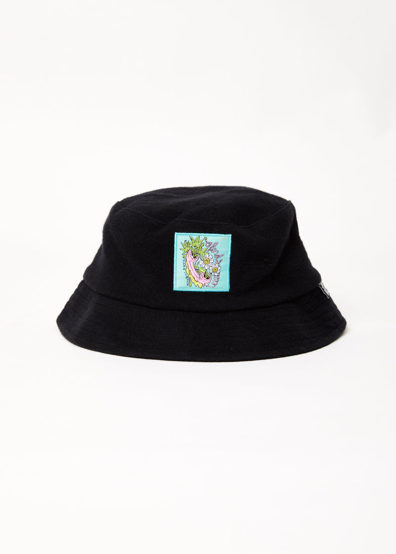 Afends Unisex Connection - Hemp Fleece Bucket Hat - Black