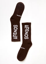 Afends Unisex Spaced Out - Recycled Crew Socks - Coffee - Afends unisex spaced out   recycled crew socks   coffee a224665 cof os