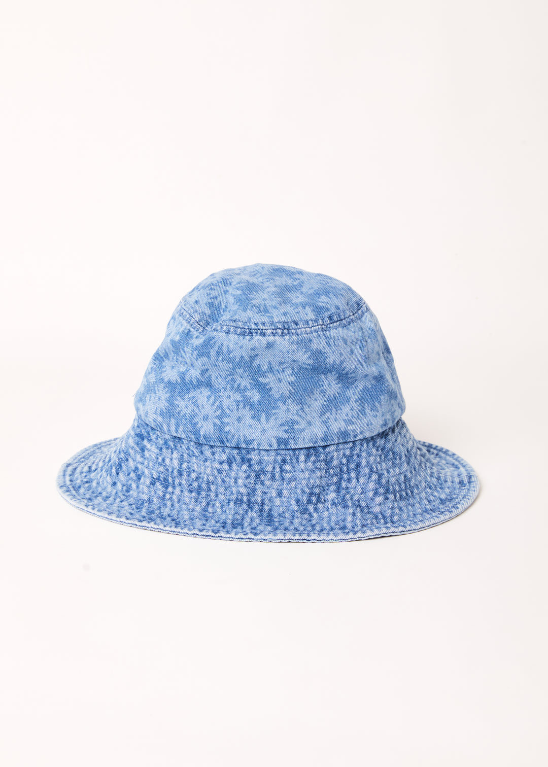 AFENDS Unisex Fink - Denim Wide Brim Bucket Hat - Worn Blue Daisy 