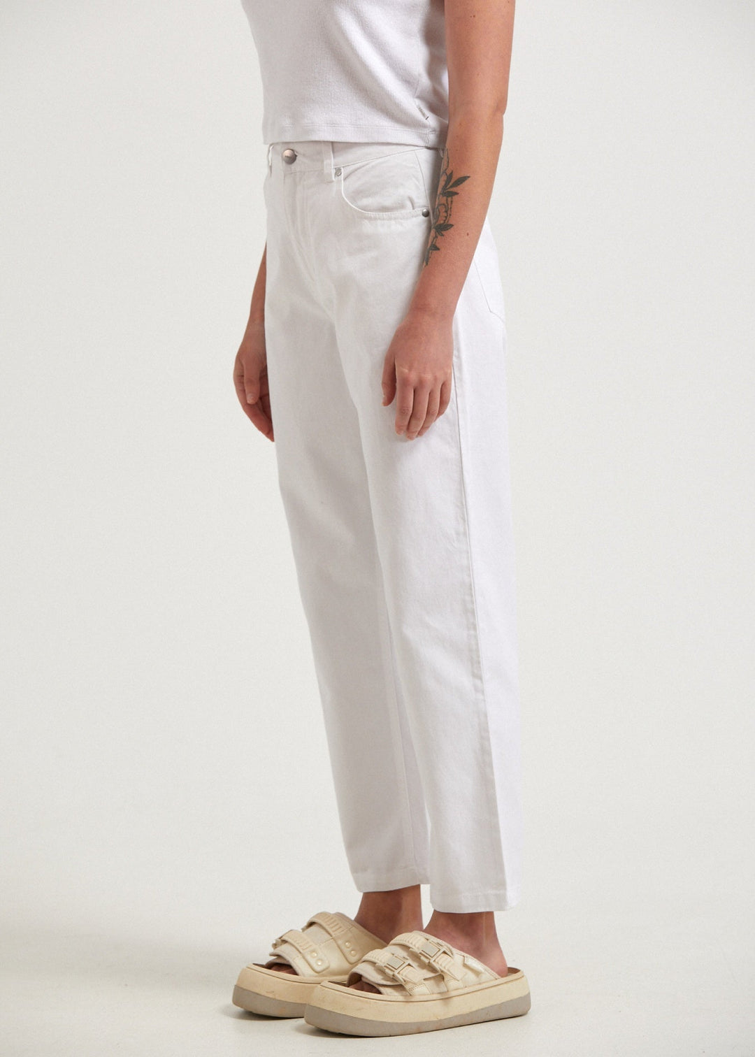 AFENDS Womens Shelby - Twill Wide Leg Pants - White 