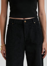 Afends Womens Kendall  - Hemp Check Corduroy Low Rise Pants  - Black - Afends womens kendall    hemp check corduroy low rise pants    black 