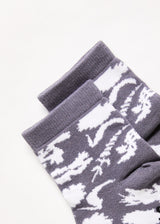 Afends Unisex Bayley - Hemp Floral Crew Socks - Steel - Afends unisex bayley   hemp floral crew socks   steel 