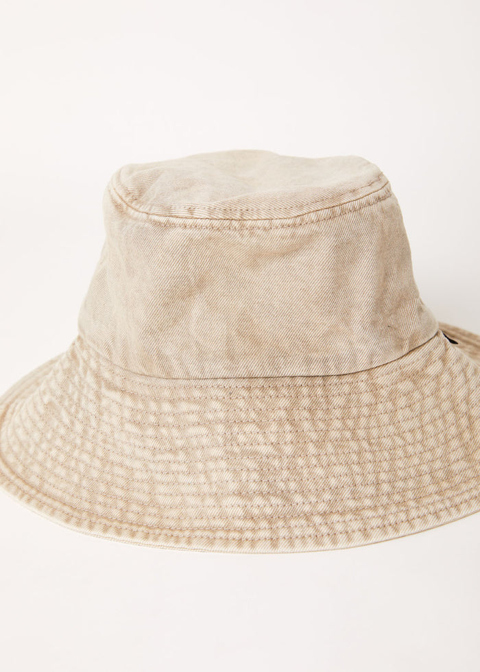 Afends Unisex Bella - Organic Denim Wide Brim Bucket Hat - Faded Cement 