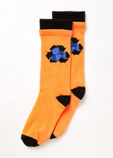 Afends Unisex Chromed - Recycled Crew Socks - Papaya - Afends unisex chromed   recycled crew socks   papaya 