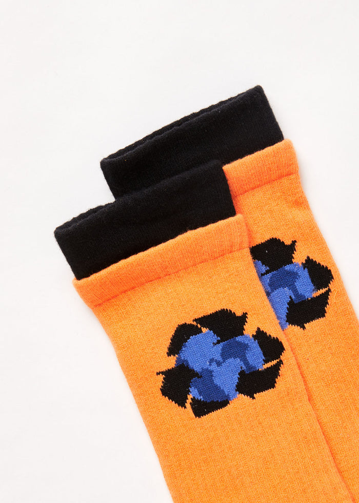 Afends Unisex Chromed - Recycled Crew Socks - Papaya 