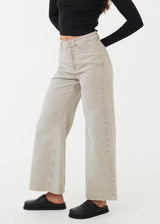 Afends Womens Gigi - Organic Denim Flared Jeans - Faded Cement - Afends womens gigi   organic denim flared jeans   faded cement 