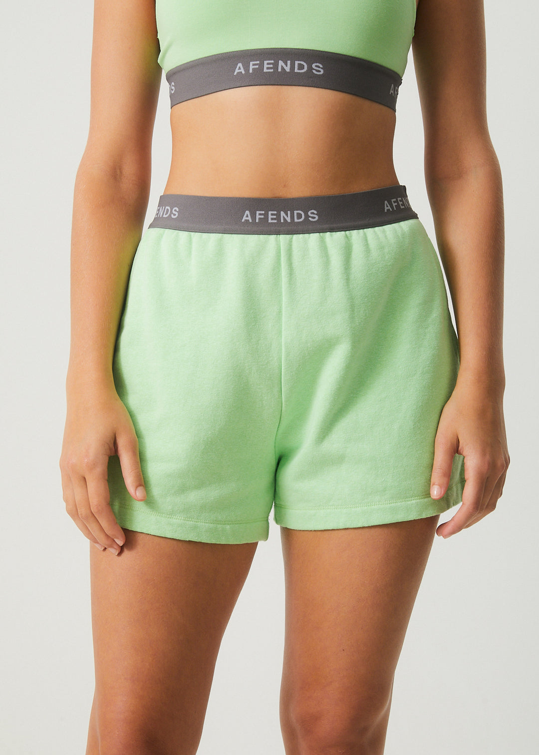 AFENDS Womens Homebase - Sweat Shorts - Lime Green 