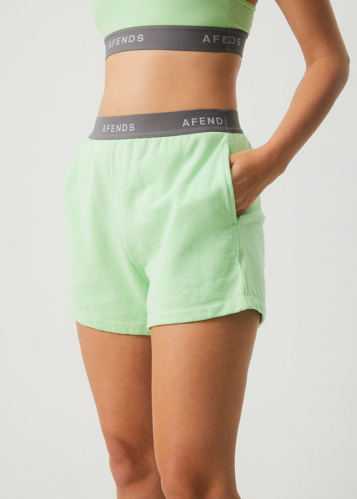 Homebase - Women's Hemp Sweat Shorts - Lime Green - Afends AU.