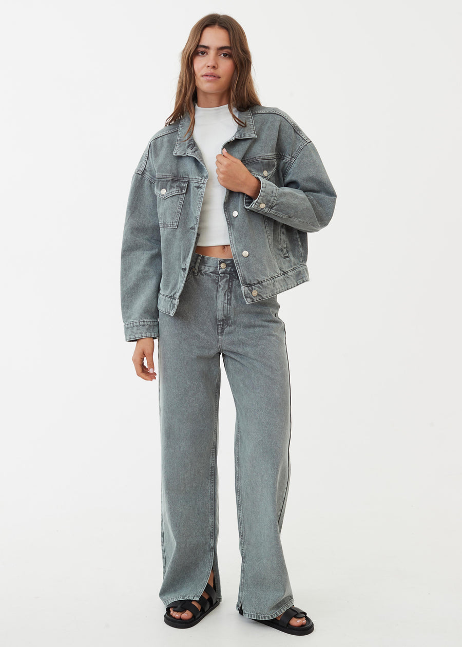 Innie - Women's Organic Denim Jacket - Faded Steel - Afends AU.