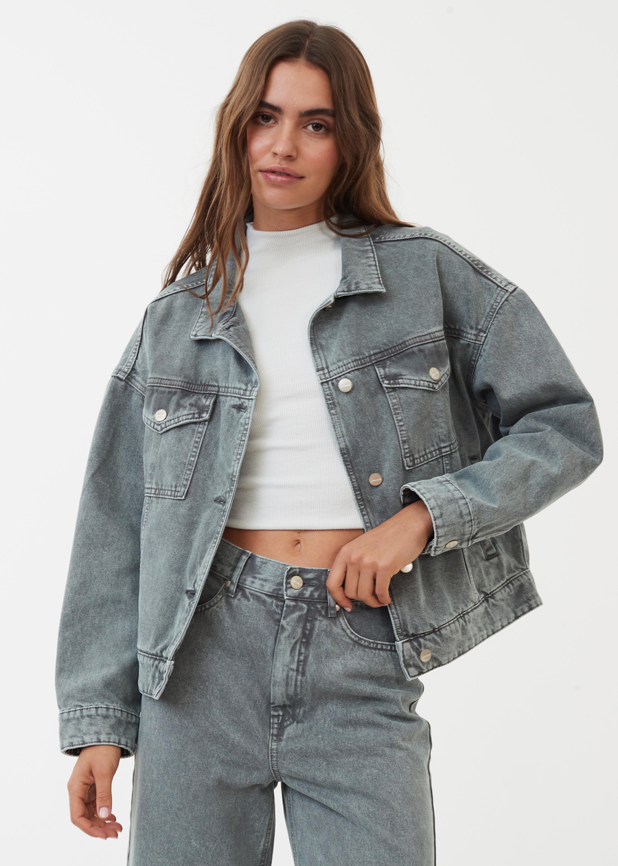 Innie - Women's Organic Denim Jacket - Faded Steel - Afends AU.