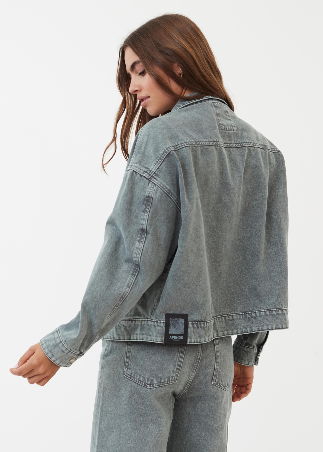 AFENDS Womens Innie - Denim Jacket - Faded Steel 