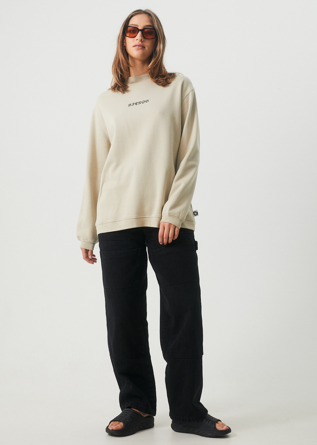 AFENDS Womens Luxury - Crew Neck Jumper - Cement 