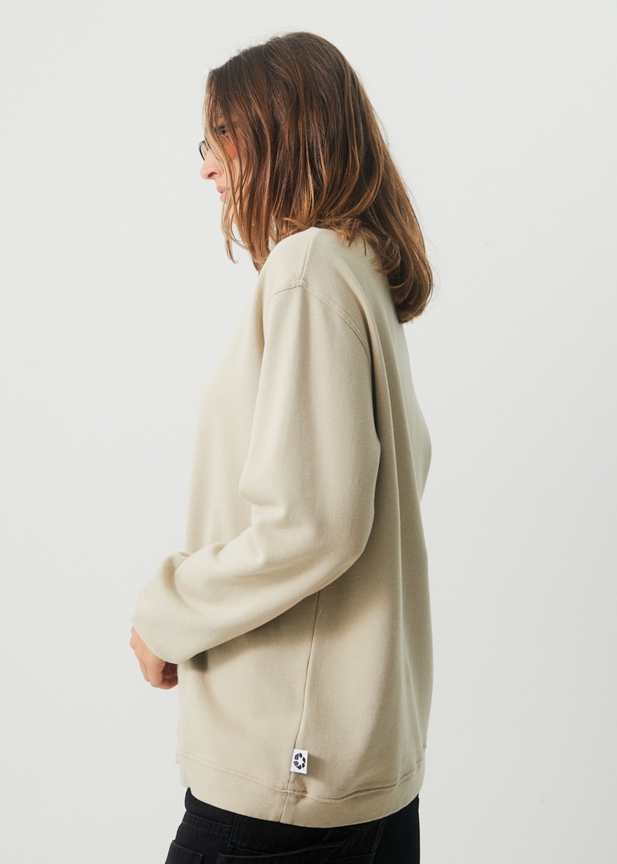 Luxury Women's Recycled Crew Neck Jumper Cement Afends AU.