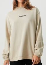 Afends Womens Luxury - Recycled Crew Neck Jumper - Cement - Afends womens luxury   recycled crew neck jumper   cement 