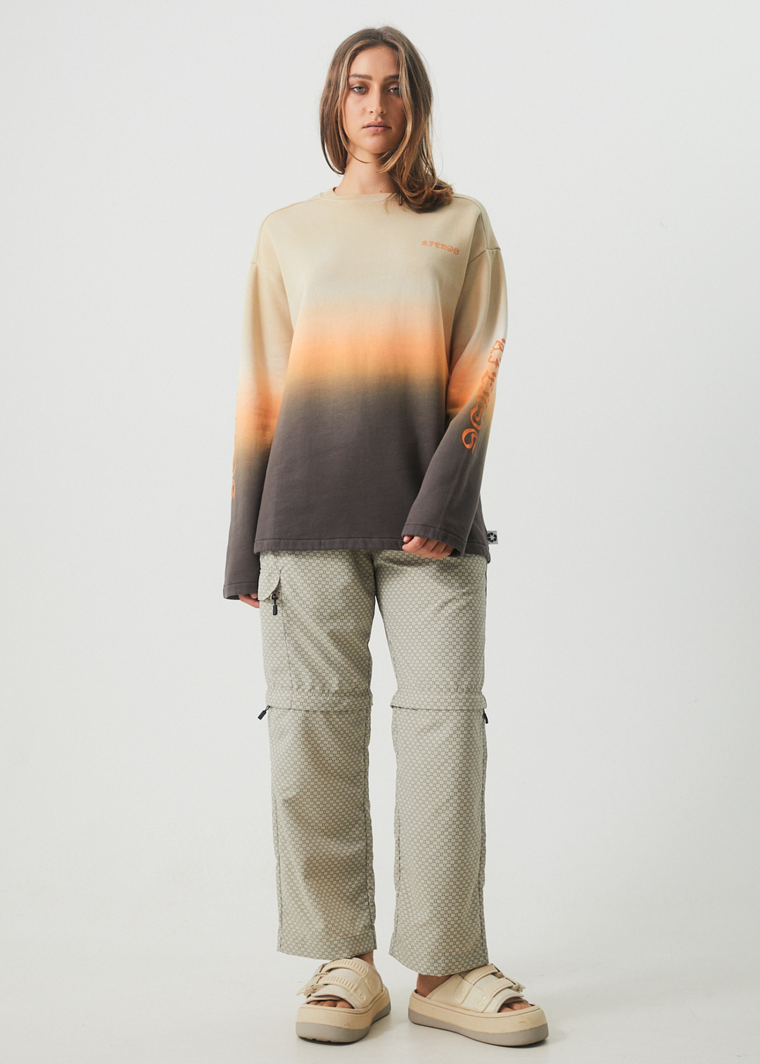 AFENDS Womens Polarised - Crew Neck Jumper - Cement 