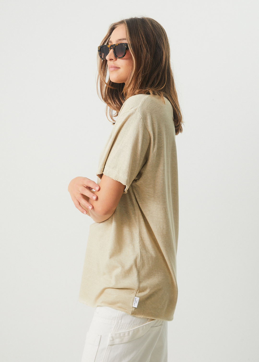 AFENDS Womens Slay - Oversized Tee - Cement 