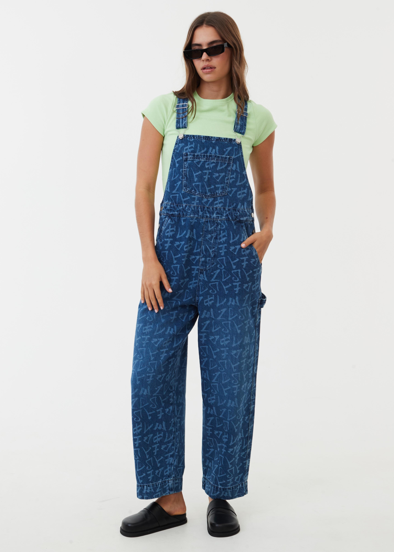 Afends Louis Denim Baggy Overalls - Authentic Blue