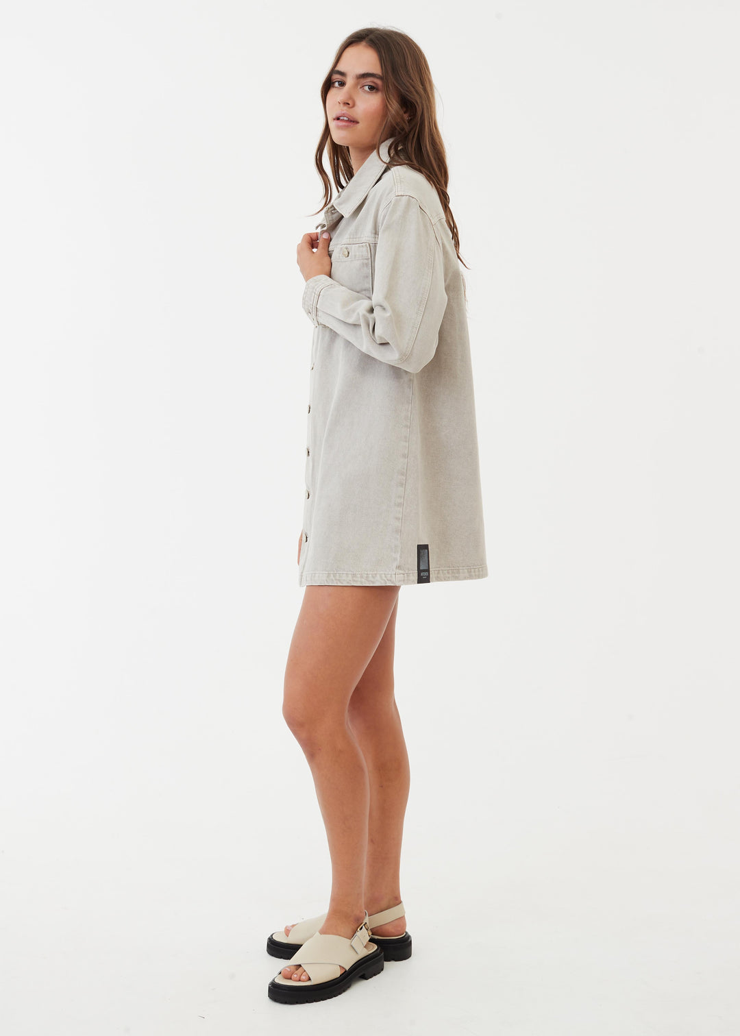 AFENDS Womens Tori - Denim Dress - Faded Cement 