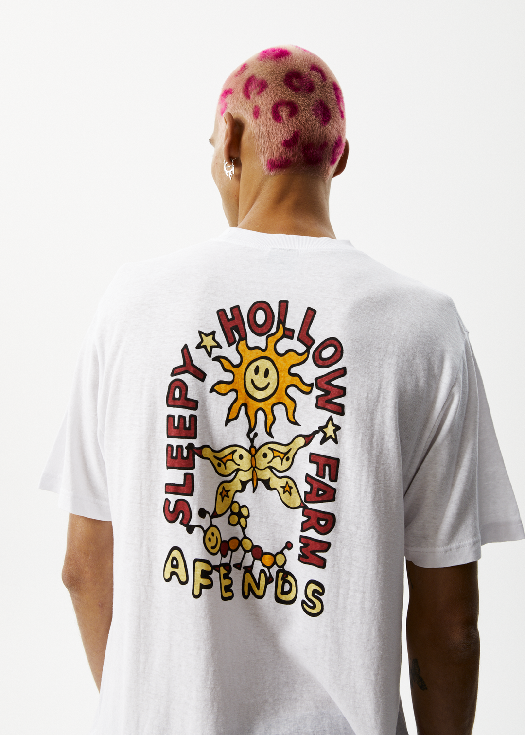 AFENDS Mens Caterpillar - Retro Graphic T-Shirt - White 