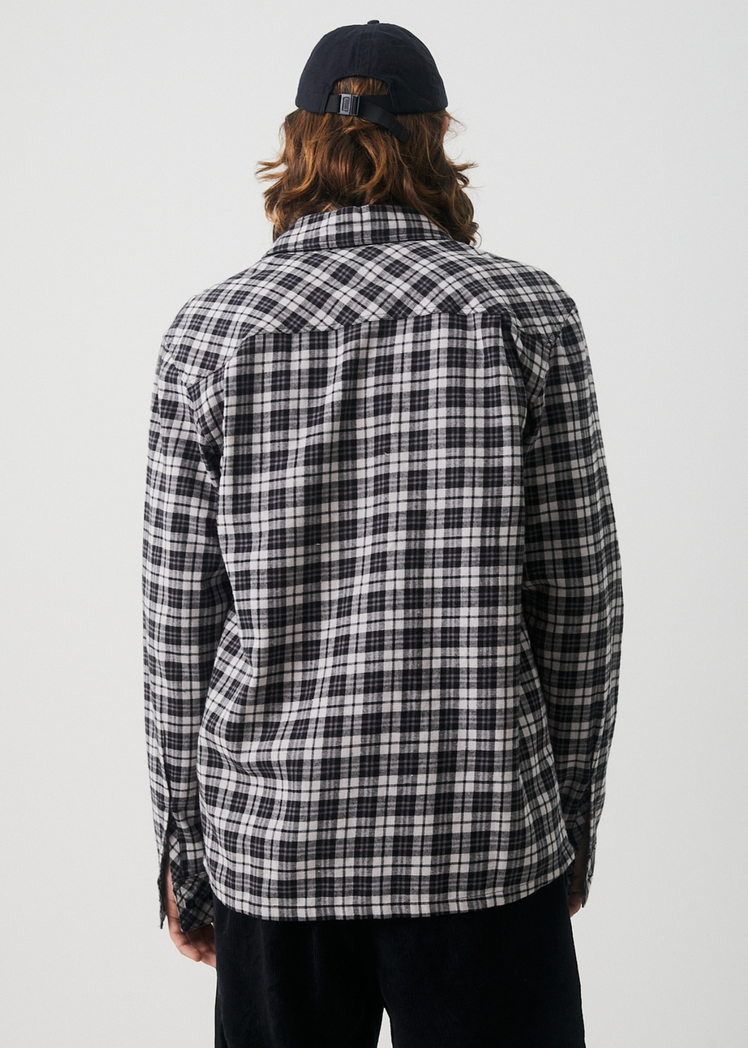 AFENDS Mens Asta - Check Flannel Long Sleeve Shirt - Steel 