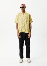 AFENDS Mens Atmosphere - Cuban Short Sleeve Shirt - Butter Stripe - Afends mens atmosphere   cuban short sleeve shirt   butter stripe 