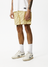 Afends Mens Baywatch Atmosphere - Organic Elastic Waist Shorts - Butter Stripe - Afends mens baywatch atmosphere   organic elastic waist shorts   butter stripe 