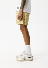 AFENDS Mens Baywatch Atmosphere - Elastic Waist Shorts - Butter Stripe - Afends mens baywatch atmosphere   elastic waist shorts   butter stripe 