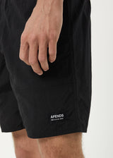 Afends Mens Baywatch Misprint - Elastic Waist Shorts - Black - Afends mens baywatch misprint   elastic waist shorts   black 