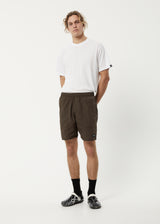 Afends Mens Baywatch Misprint - Elastic Waist Shorts - Coffee - Afends mens baywatch misprint   elastic waist shorts   coffee 