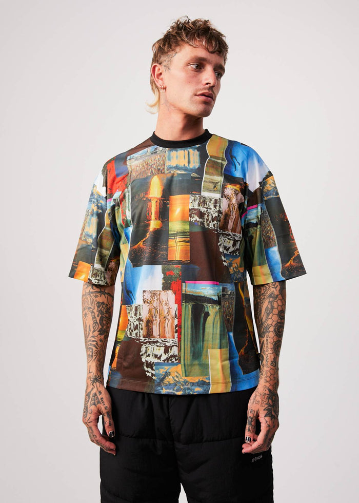 Afends Mens Boulevard - Recycled Oversized T-Shirt - Multi 