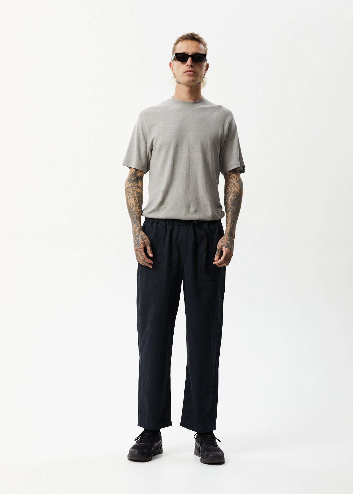 AFENDS Mens Cabal - Elastic Waist Relaxed Pant - Black