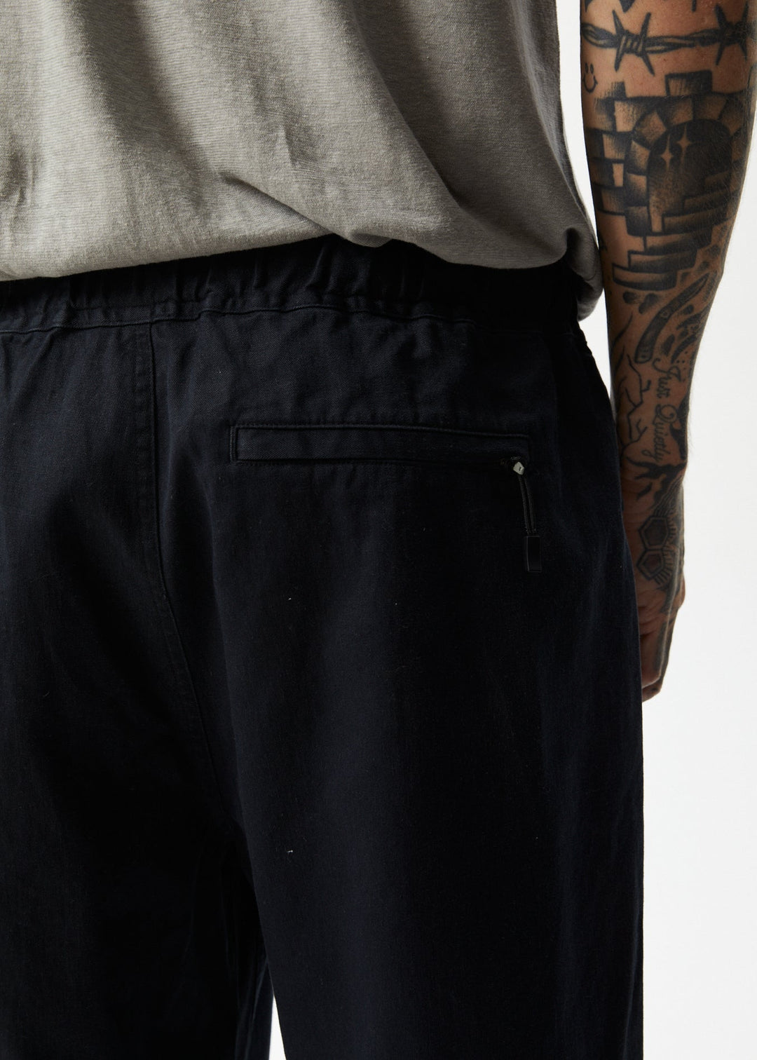 AFENDS Mens Cabal - Elastic Waist Relaxed Pants - Black 