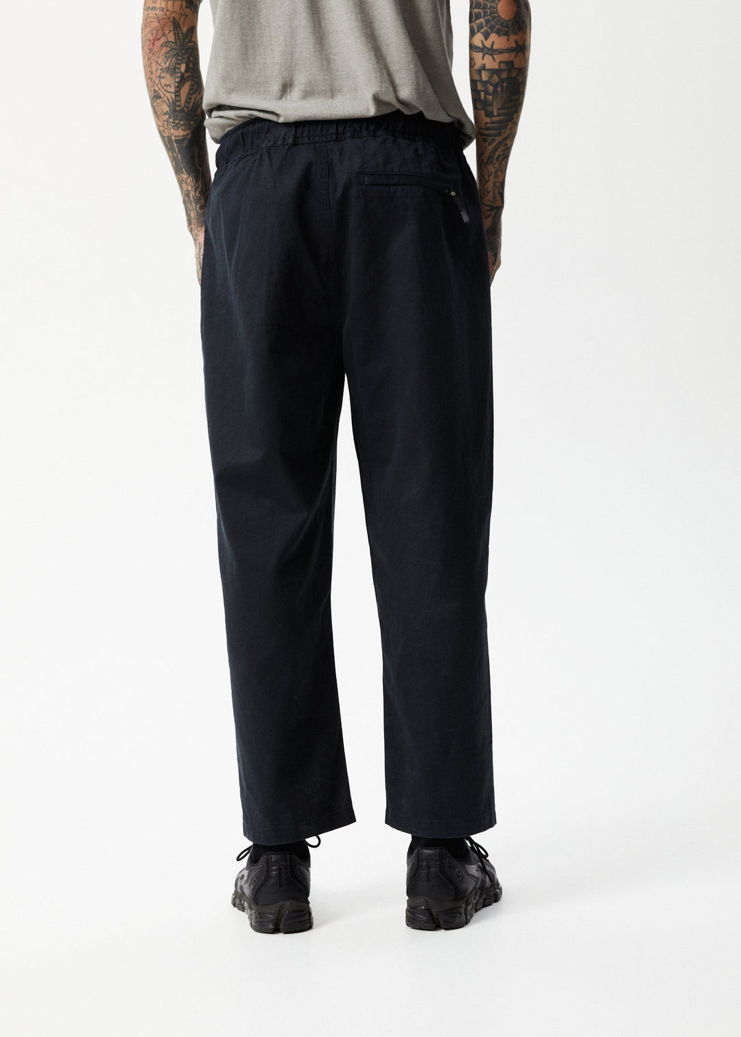 AFENDS Mens Cabal - Elastic Waist Relaxed Pants - Black 