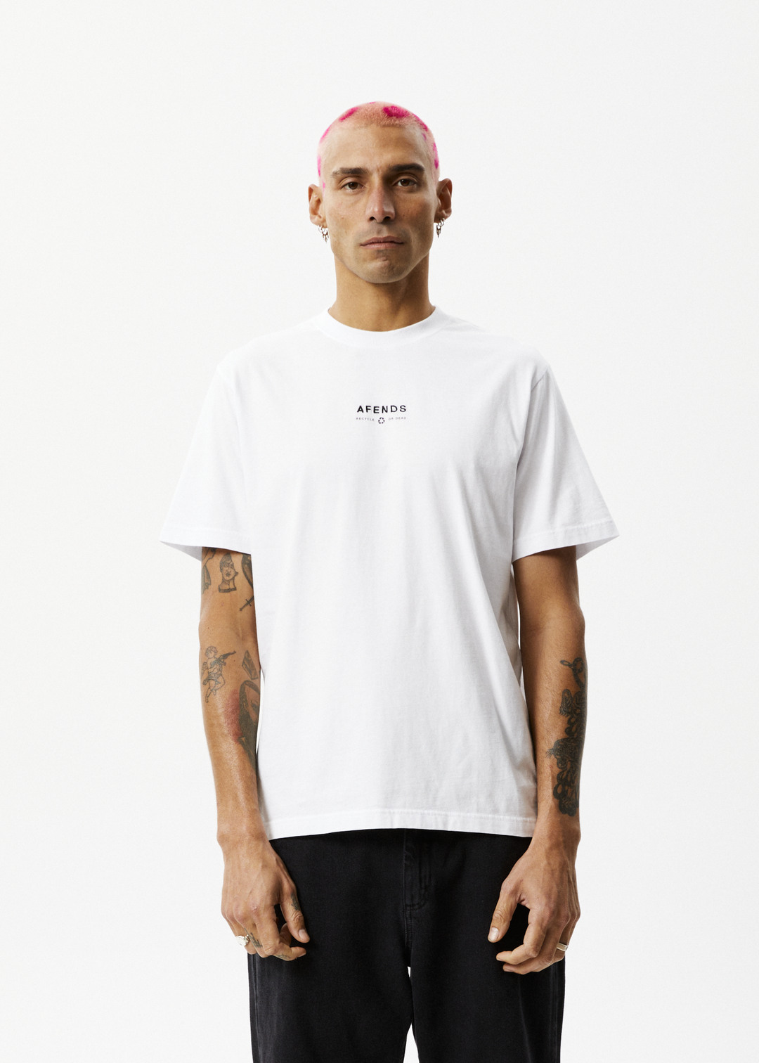 AFENDS Mens Calico - Retro Logo T-Shirt - White 