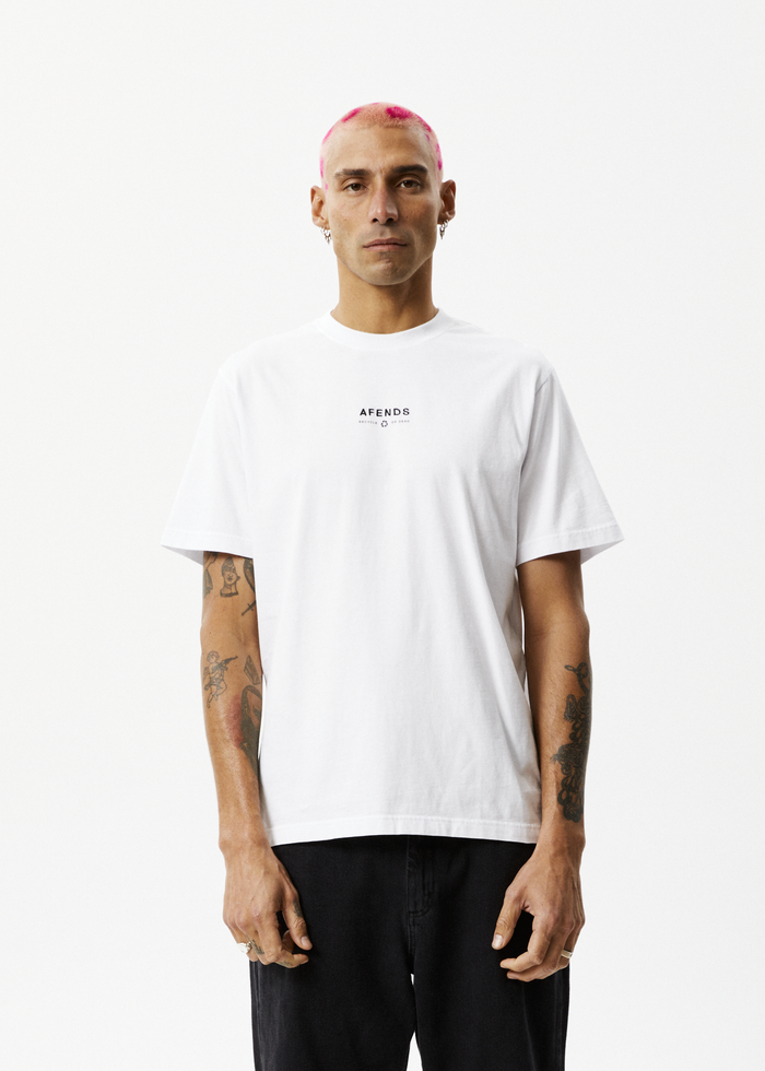 Afends Mens Calico - Recycled Retro Logo T-Shirt - White 