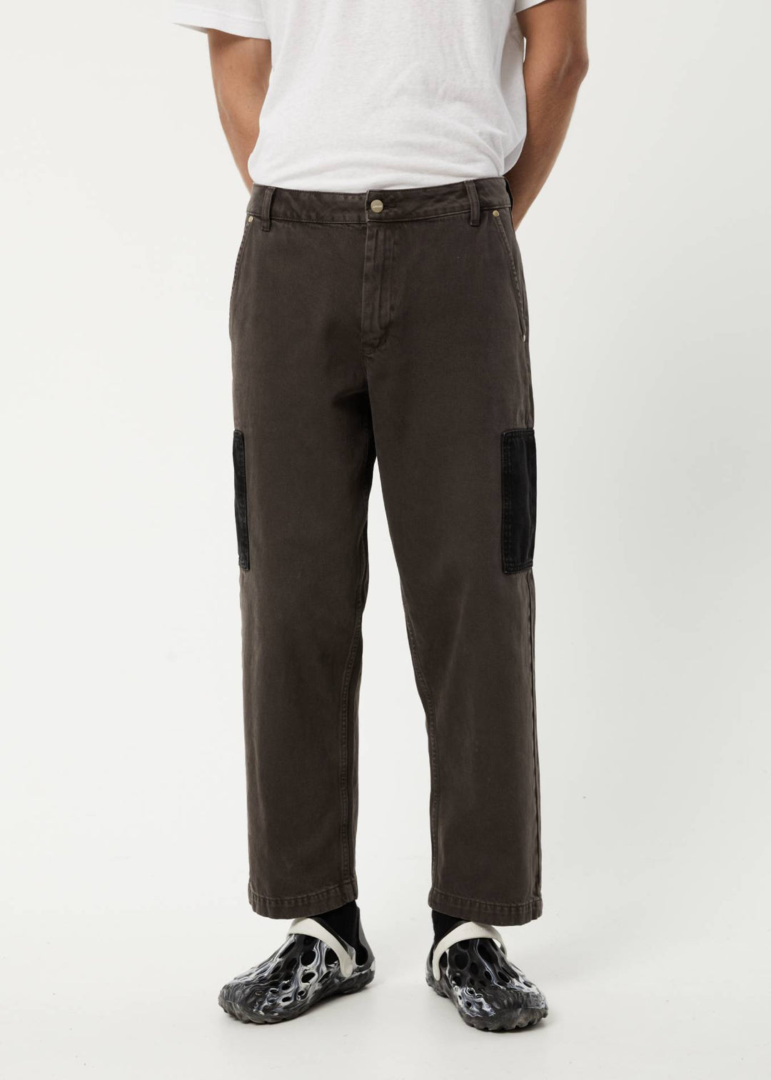 AFENDS Mens Cartel - Denim Wide Leg Jeans - Faded Coffee 