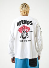 Afends Mens Caught In The Wild - Recycled Long Sleeve Graphic T-Shirt - White - Afends mens caught in the wild   recycled long sleeve graphic t shirt   white 
