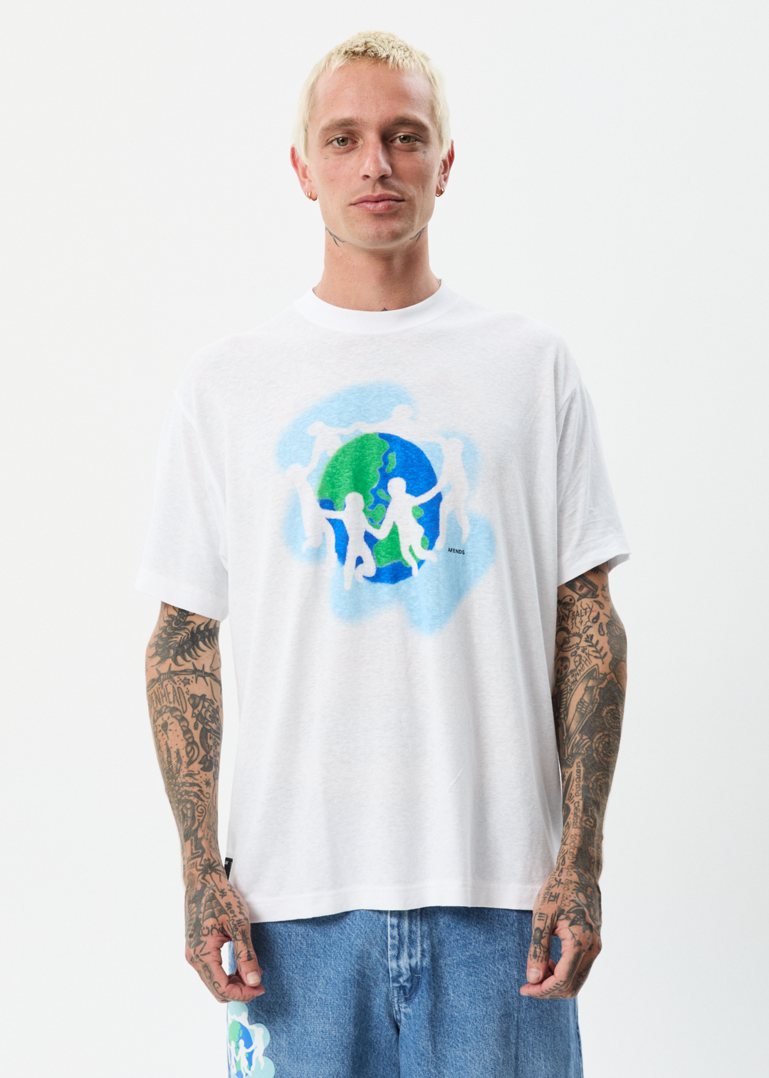 AFENDS Mens Cosmic - Boxy Graphic T-Shirt - White 