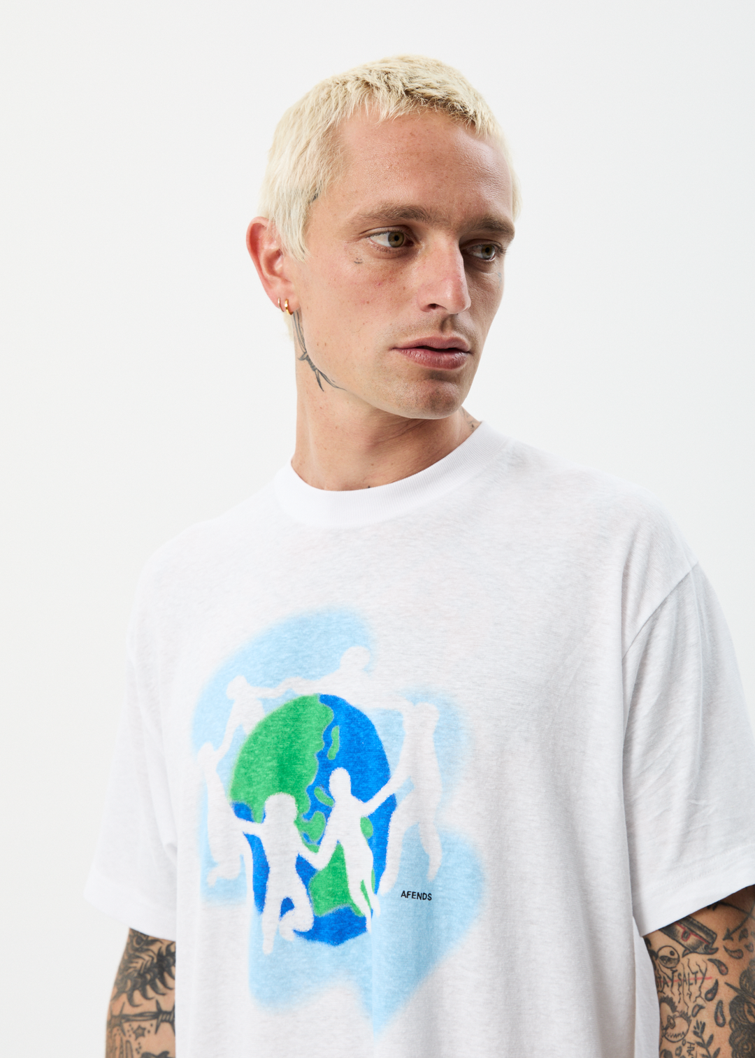 AFENDS Mens Cosmic - Boxy Graphic T-Shirt - White 